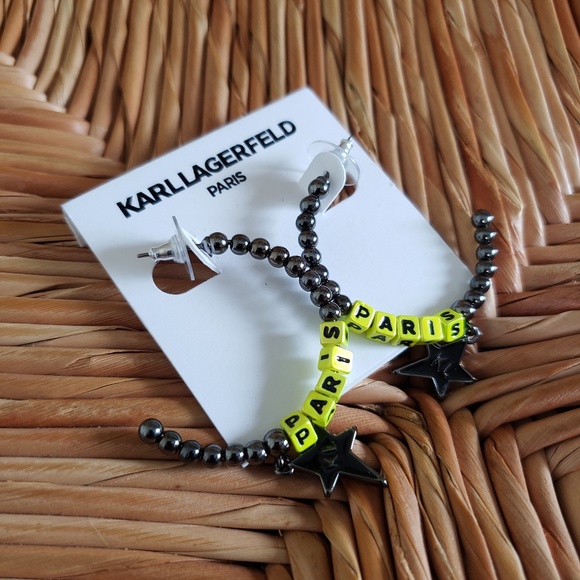 Karl Lagerfeld Onyx Earrings NEW! - Picture 1 of 10